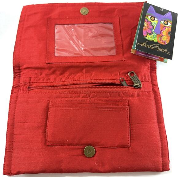 Laurel Burch Angel Cat Quilted Fabric Wallet NWT LB4480B Bright Art Cat Heart - Picture 4 of 7